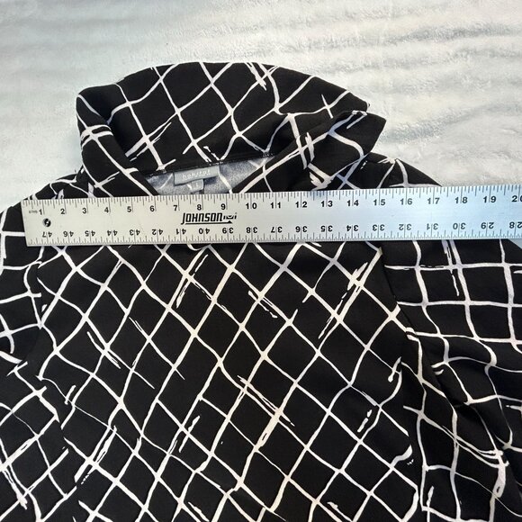Habitat Womens Drape Collar Diamond Print Pullover Top Large Black/White Casual - Picture 6 of 9